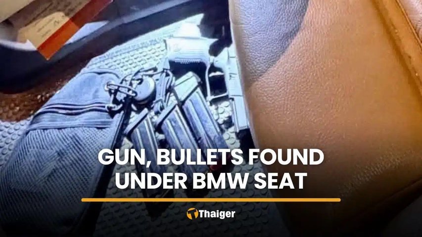 View full size Phuket checkpoint search finds gun and bullets under BMW seat