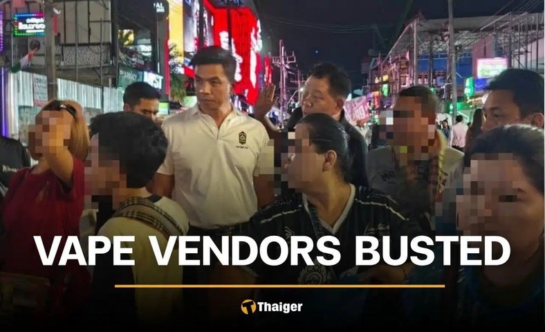 View full size Phuket officials deny complicity after Bangla Road vape raid and 10 arrests